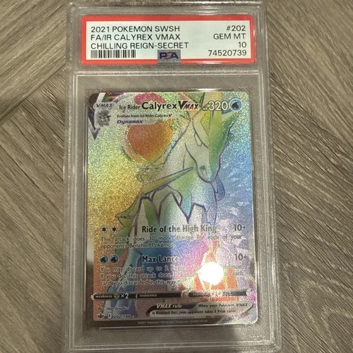 Pokemon 2021 Chilling Reign Ice Rider Calyrex VMAX Secret 202/198 PSA 10