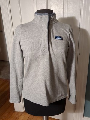 LL Bean Rugby Shirt Women's XS XSmall Pullover 1/4 Button Mock Neck Gray