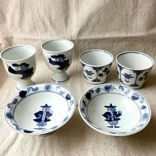 Y1204 Arita ware Shin kiln Aoka Ijin dessert cup goblet Soba choko set