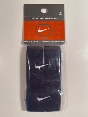 Nike Two Swoosh Wristbands, AC0009 401, Navy Blue With White Swoosh Logo