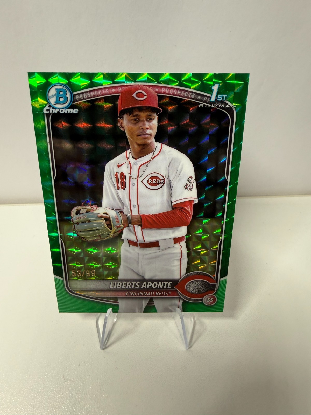 Liberts Aponte 2025 Bowman Chrome 1st Green Geometric Refractor /99 #BCP- 174
