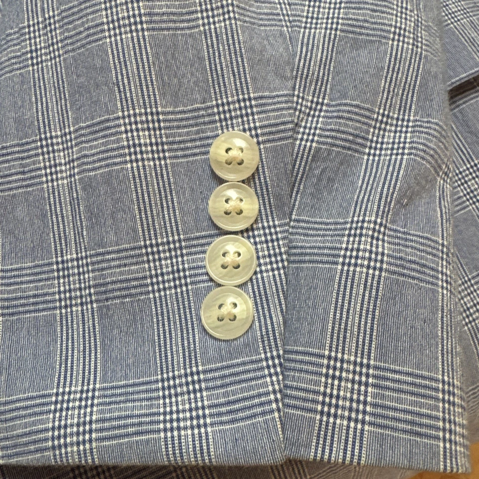 Blazer Abrigo Deportivo Palm Beach 46L Chaqueta Azul Cuadros Ligero Elástico Algodón Foto 2 de 4