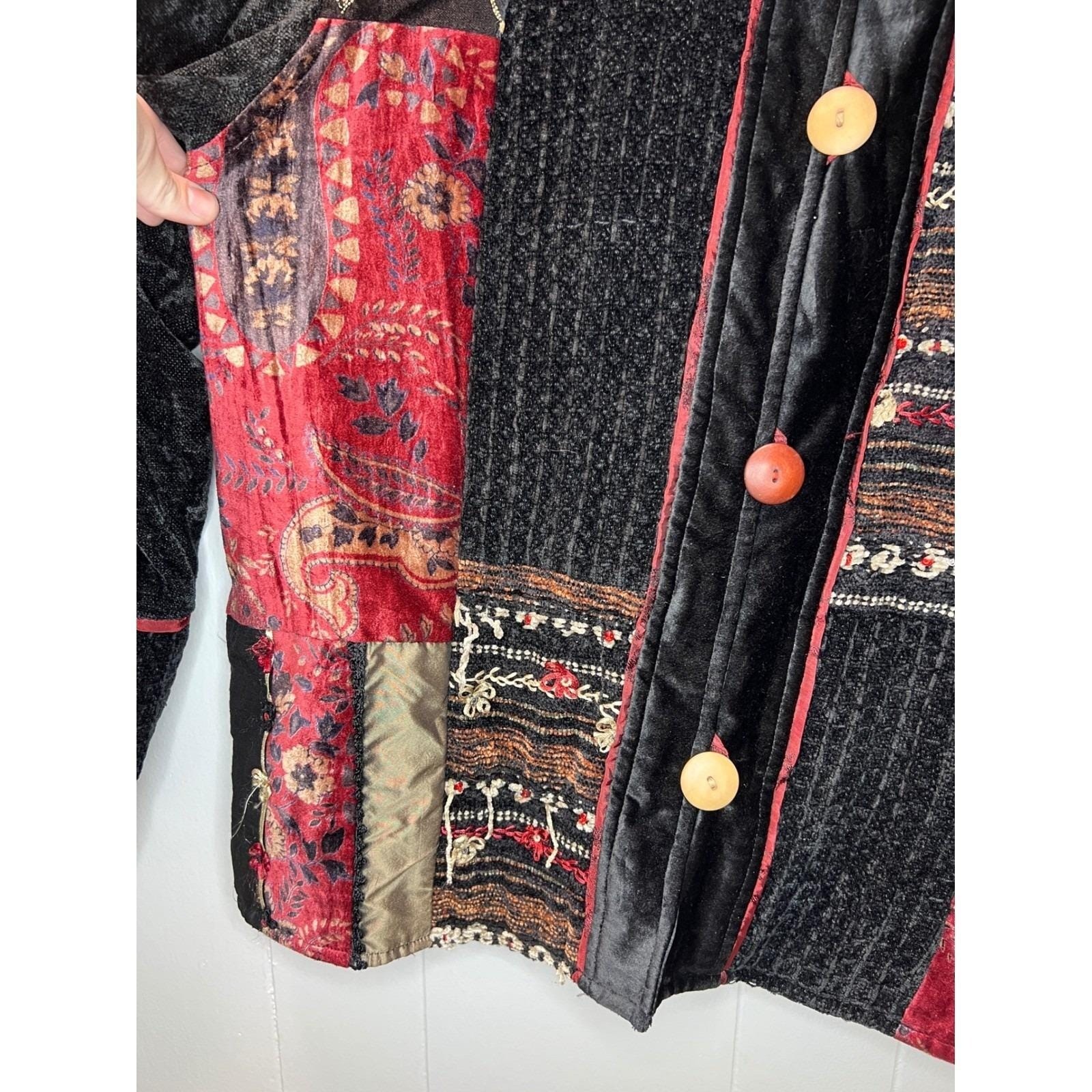 Flashback Womens Patchwork Jacket Size L Velvet E… - image 4