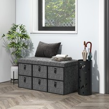 Produktbild - HOMCOM Schuhbank mit Sitzfläche, Schuhaufbewahrungsbank mit Stoffschubladen generalüberholt