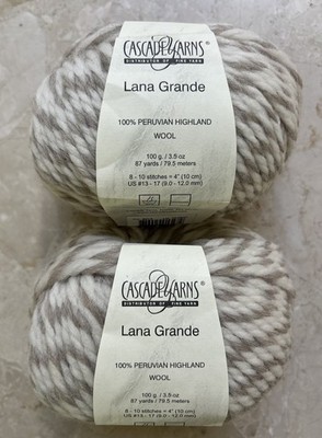 2 Skeins Cascade Lana Grande Yarn #6013 Irish Oarmeal 100% Peru Wool 3.5oz/87yds