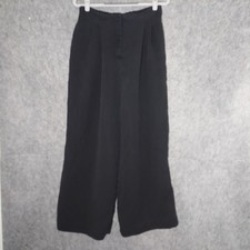 Zara Women Wide Leg Trousers M Stonewash Brushed Black High Waist Pleated Pants