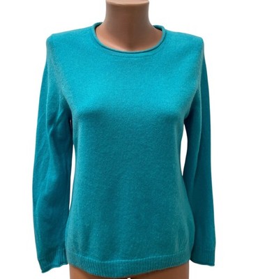 TALBOTS Gr. S 100% KASCHMIR Damen Pullover Blau Langarm Rundhals