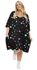 Women's Plus Size V-Neck Nightgown PJs Dress with Pocket S-5XL Sleepwear