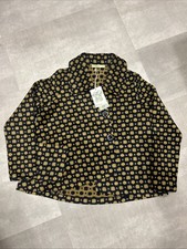 Chaqueta Suéter Chalet et Ceci Azul Lunares Dorados Mezcla Poliéster/Lana XS NUEVA CON ETIQUETAS