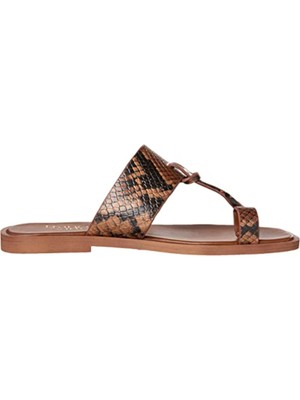 FRANCO SARTO Womens Brown Snake Skin Toe Ring Milly Slip On Slide Sandals 6 M