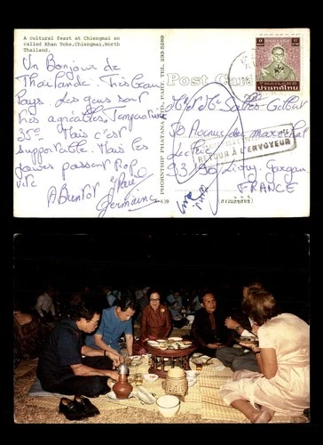 Mayfairstamps Thailand to France Group Eating Postcard aax_24093