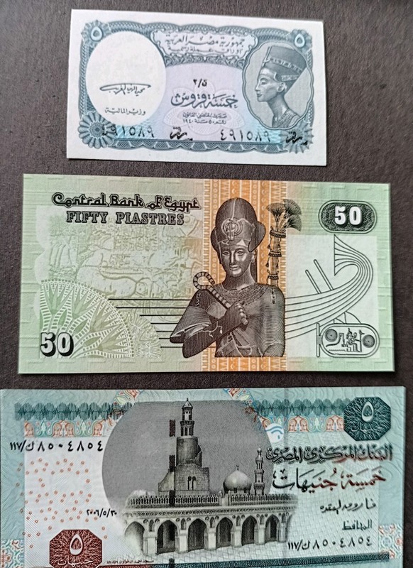 3 Pcs. Egypt Banknotes Unc.
