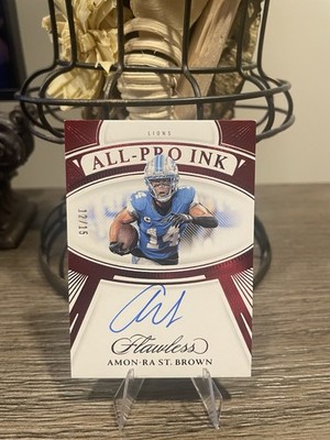 2024 Panini Flawless All-Pro Ink Ruby 12/15 Amon-Ra St Brown #API-ASM Auto
