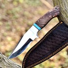 Custom Handmade Hunting Knife Full Tang D2 Steel, Rosewood Handle Leather Sheath