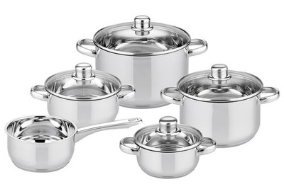 ELO Topfset Galactica 5tlg Induktion Edelstahl Glasdeckel Volumenskala 24cm