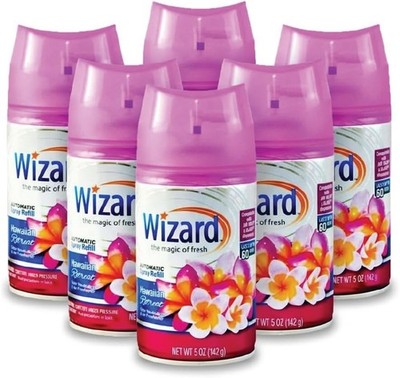 6 WIZARD AUTOMATIC SPRAY REFILLS   5 oz   HAWAIIAN RETREAT