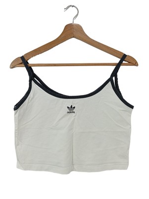 ADIDAS Cropped Top Damen Top Gr. DE 36 weiß Casual-Look