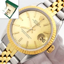 Rolex Datejust 31mm Champagne Index Yellow Gold/Steel Jubilee 68273 Box Papers