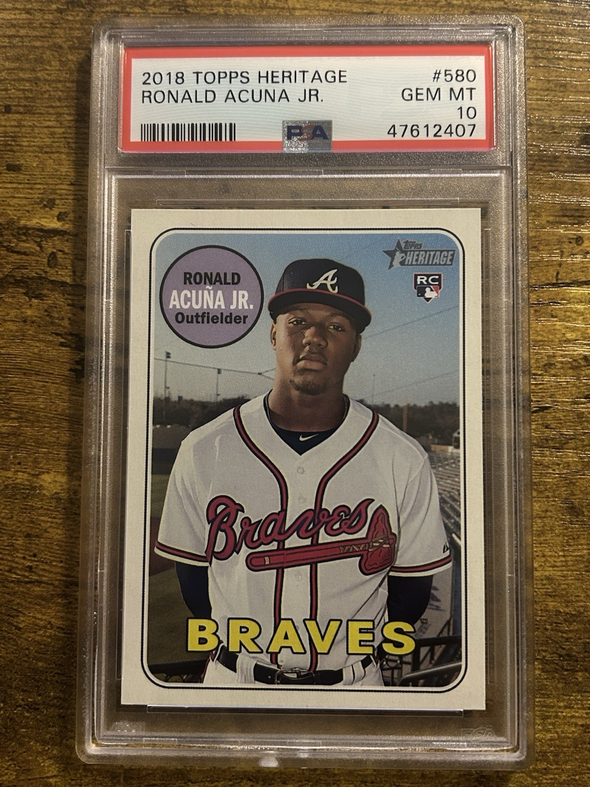 2018 Topps Heritage RONALD ACUNA JR Rookie #580 PSA 10 GEM MINT Atlanta Braves