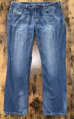 Cowgirl Tuff Don't Fence Me In Bootcut Jeans Fits 38x33 Stretch Western