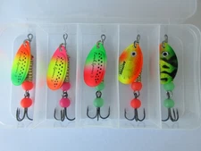 Spinner Lure Kit for Trout & Bass - 2 3/8" L - #6 Hook - "Crystals" - 5 pcs