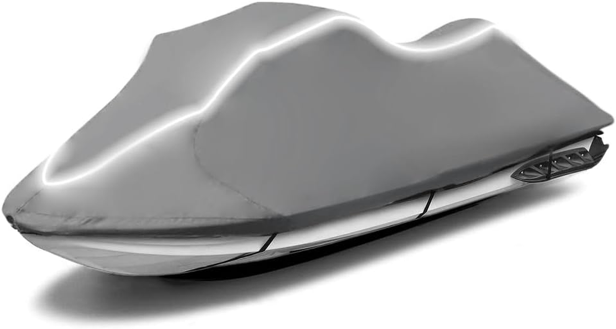 Jetski Covers - Cubierta Impermeable 420D Mejorada de 3 plazas, con 2 Rejillas de ventilación, Grado Marino, Resistente a los Rayos UV, para Seadoo, Kawasaki, Waverunner Polaris(345-368CM Negro