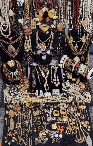 Huge Estate Jewelry Lot -Gold tones Wear/Craft-All Costume-8.7+lbs