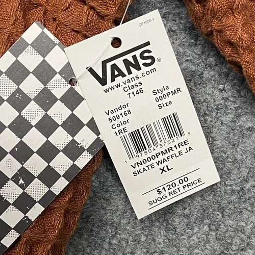 Vans Jacket Mens XL Rust Orange Waffle Full Zip Mesh Lined Skate Streetwear NEW image 5