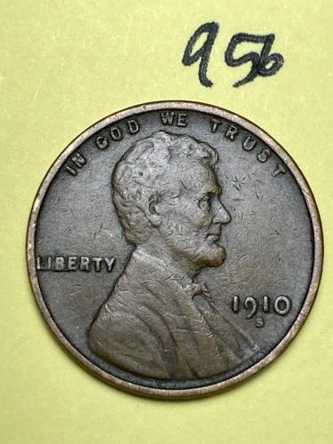 1910-S LINCOLN WHEAT CENT, low mintage date, "Fine" condition #956