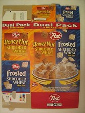 Empty POST Cereal Box 2002 HONEY NUT Shredded Wheat DUAL PACK G7e8