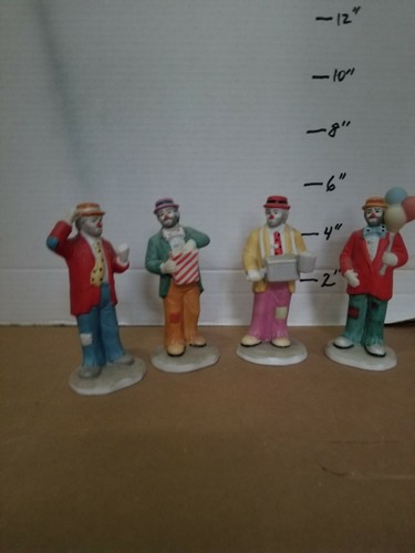 Figur Clown Emmett Kelly Jr. Flambro 4er Set Porzellan Keramik - Bild 2 von 10