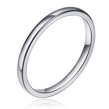 14k White Gold Finish Women's 3mm Plain Engagement Wedding Anniversary Band Ring
