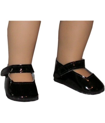 Black Patent Leather Mary Janes Dress Shoes fit 18'' American Girl Size Doll