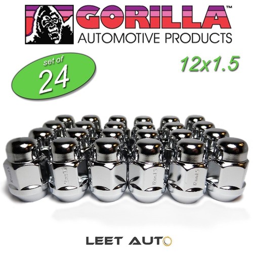 (24pc.) Gorilla Lug Nuts, 12mm x 1.50, Chrome, 12x1.5, Bulge Acorn