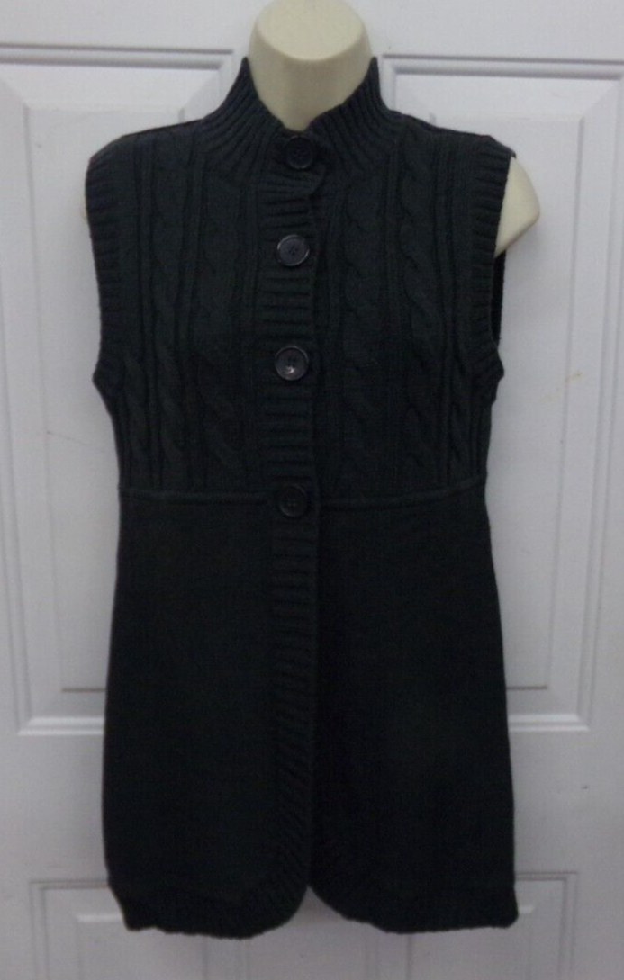 Vintage BONGO Juniors Size Large Gray Button Front Sleeveless Sweater