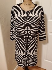 H & M Women's Size S Black & White Striped 3/4 Sleeve Shift Dress