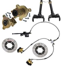 Front Steering Spindle 3 Stud Wheel Hub twin Brake Caliper Go Kart ATV Taotao