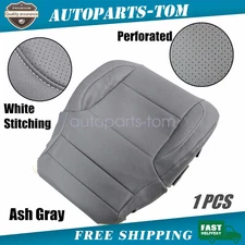 Driver Bottom Perforated Leather Seat Cover Ash Gray For 2014-2019 GMC Sierra