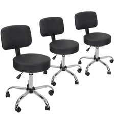 3PCS Adjustable Swivel Hydraulic Salon Stool Rolling Office Chair with Back
