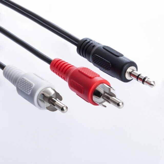 1m AUX Kabel 3,5mm Audio Stereo Klinke-Stecker Jack auf 2x Cinch RCA Audiokabel