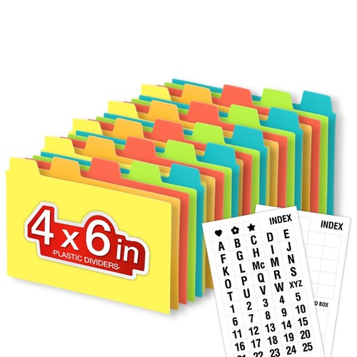 Chell 4x6 Plastic Index Card Dividers, Heavyweight Poly Index Card Guides A-Z... - Picture 1 of 7