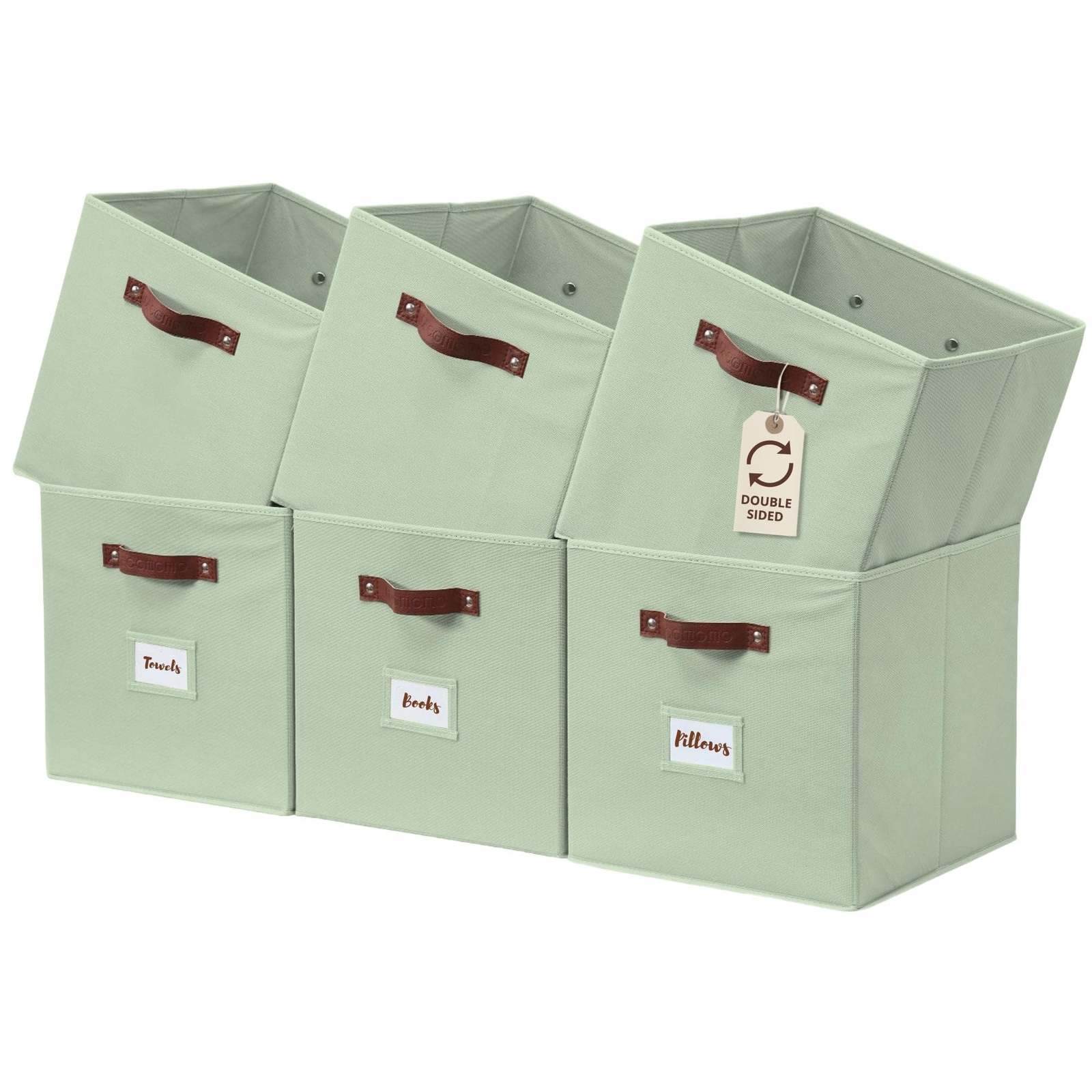 Fabric Storage Bins With Labels 10.5 Inch Cube Organizer For Shelves-image