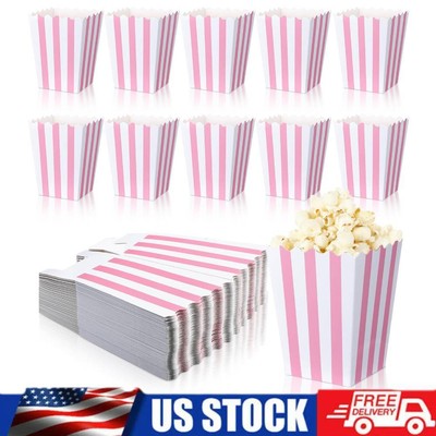 48Pcs Popcorn Boxes Striped Paper Popcorn Bags Candy Containers for Birthday