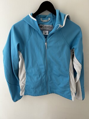 Columbia Fleece Jacket Full Zip Women s Medium Blue Soft Shell Coat Zip Pockets