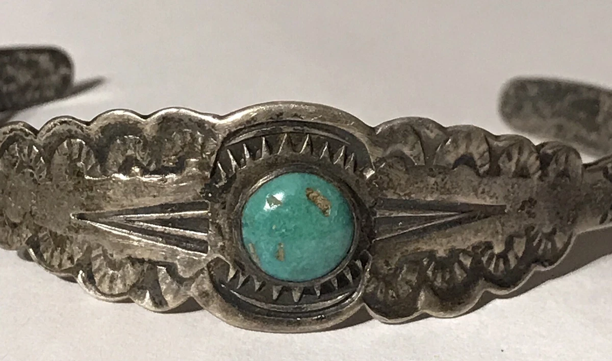 VINTAGE FRED HARVEY ERA NAVAJO INDIAN SILVER TURQUOISE CUFF BRACELET