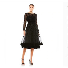 Mac Duggal Embellished Butterfly Sleeve Velvet Hem Midi Dress 12 NEW