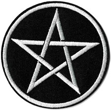 Pentagram - Devil / Evil Star Patch Round - Embroidered Iron or Sew On