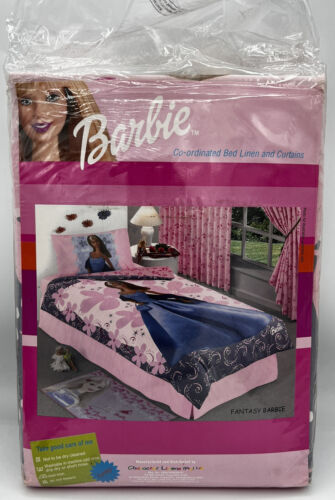 Vtg Barbie Fantasy Barbie Girls twin/Single Duvet Quilt Cover & Pillow Case READ - Afbeelding 1 van 16