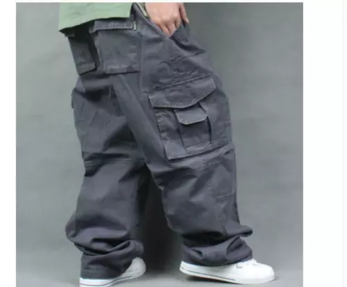 Neu Herren Armee Kampf lose Baggy Freizeit Cargohose Baumwolle Outdoor Arbeitshose - Bild 17 von 22