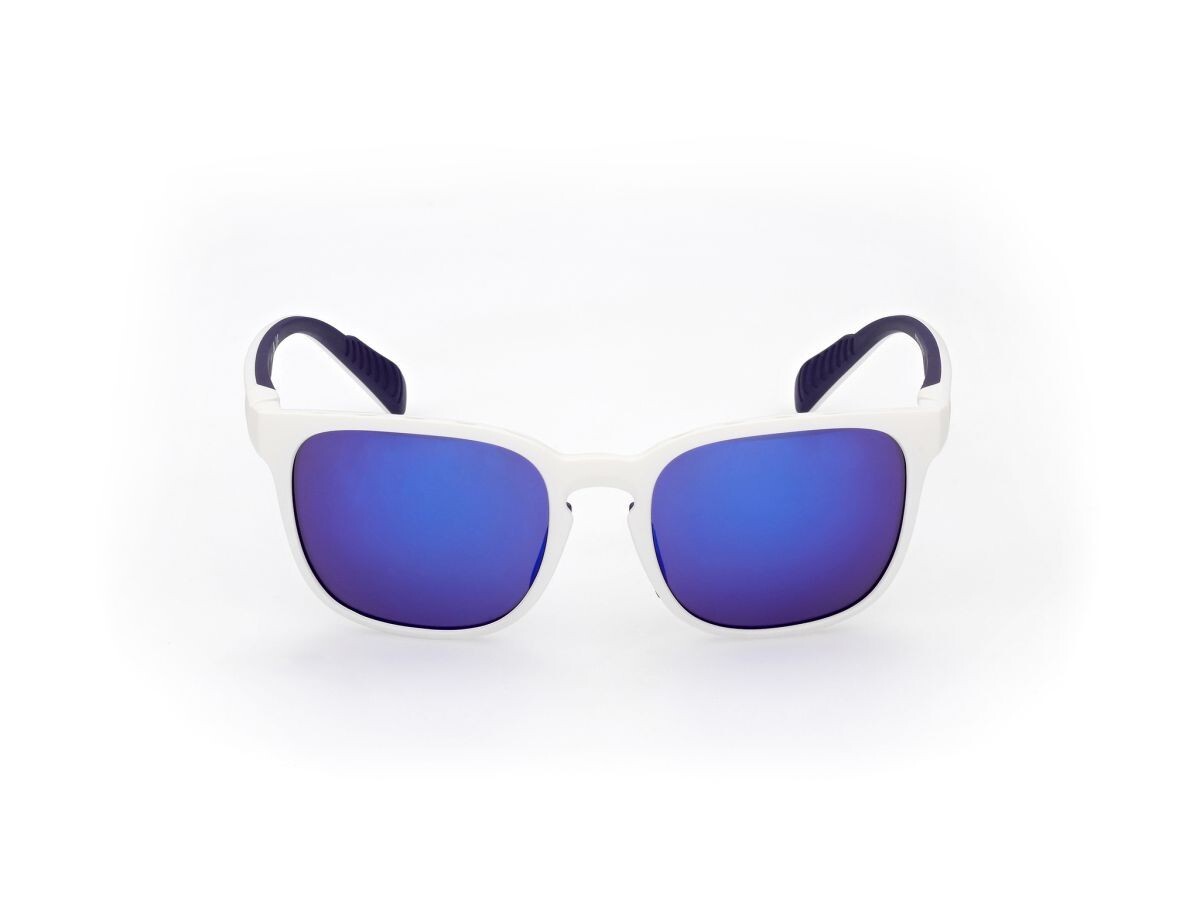 Солнцезащитные очки Adidas SP0033 21Y в матово-белой круглой пластиковой оправе с зеркальным покрытием 54-19-140 26290₽